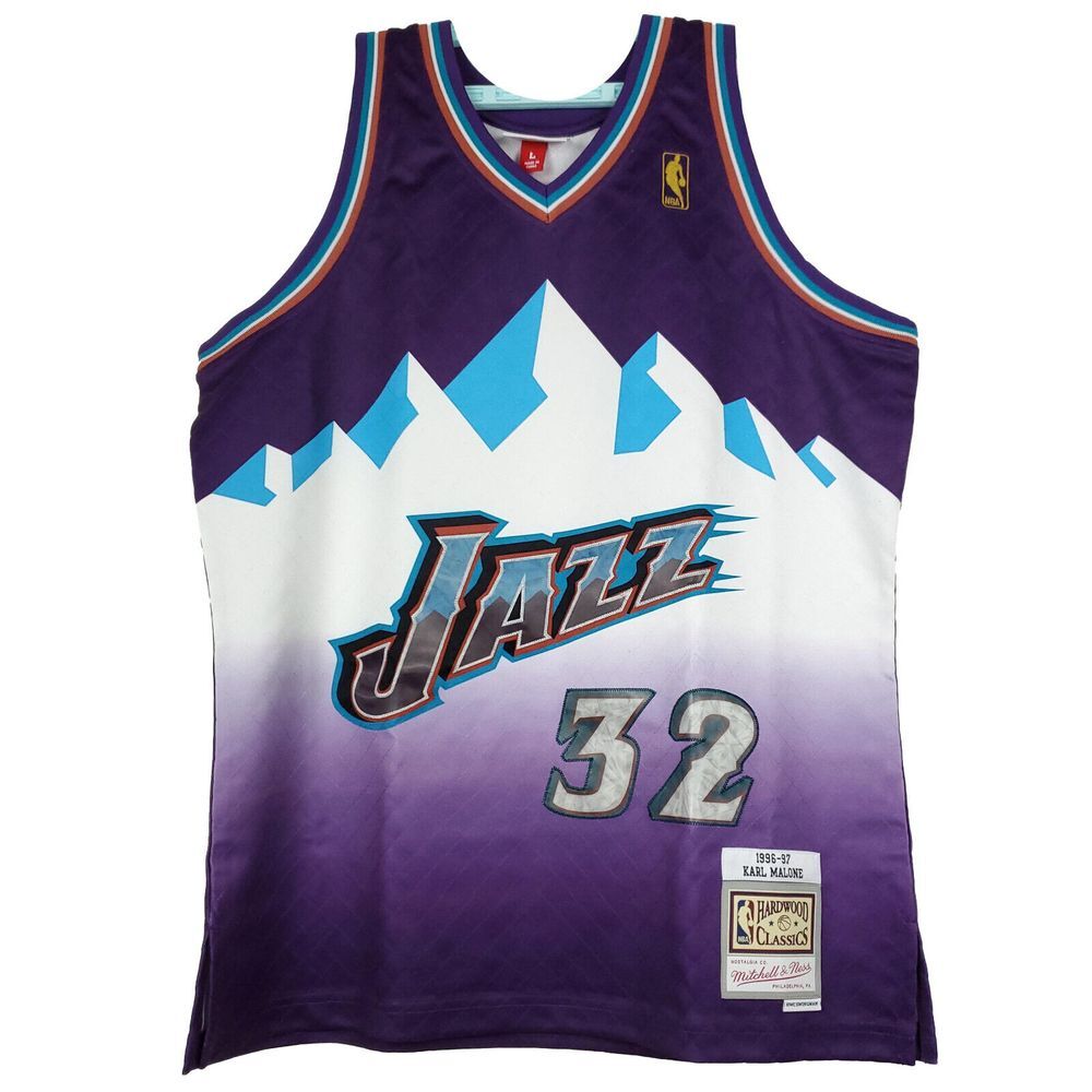 Karl Malone Utah Jazz Mitchell & Ness NBA L Large Jersey 75th Anniversary NWT‎